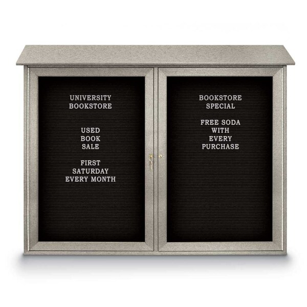 Indoor Enclosed Combo Board, 48"x36", Satin Frame/Green & Medium Grey